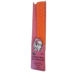 NOS Vtg 60s Solo Braided Yarn Headband Mod Hot Orange Braid Hair Accessory 1969